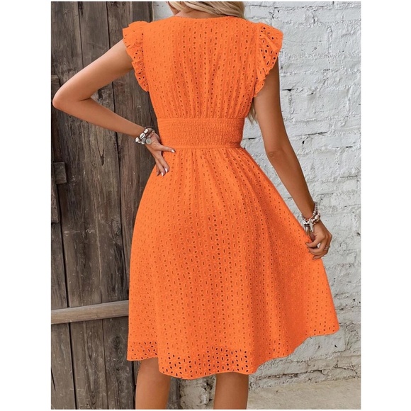Boho Eyelet Ruffle Sleeve Dress - Picture 8 of 9